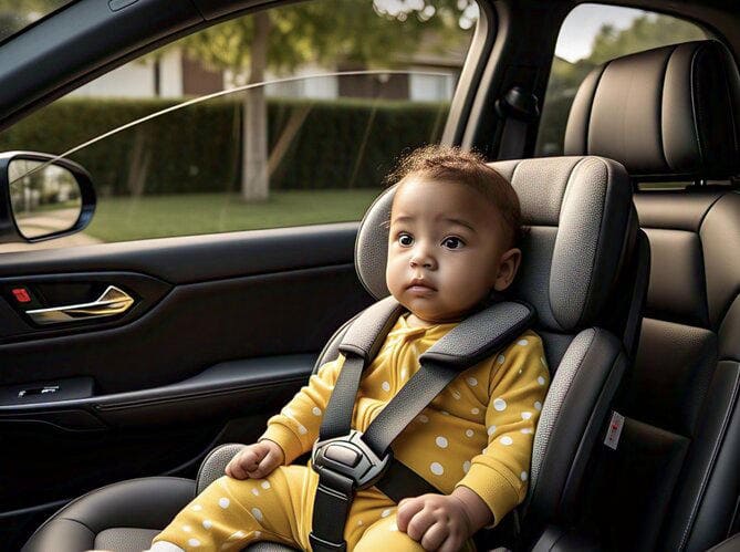 Làm gì để trẻ ngồi ngoan trên ghế riêng khi đi xe hơi. Ảnh: AI