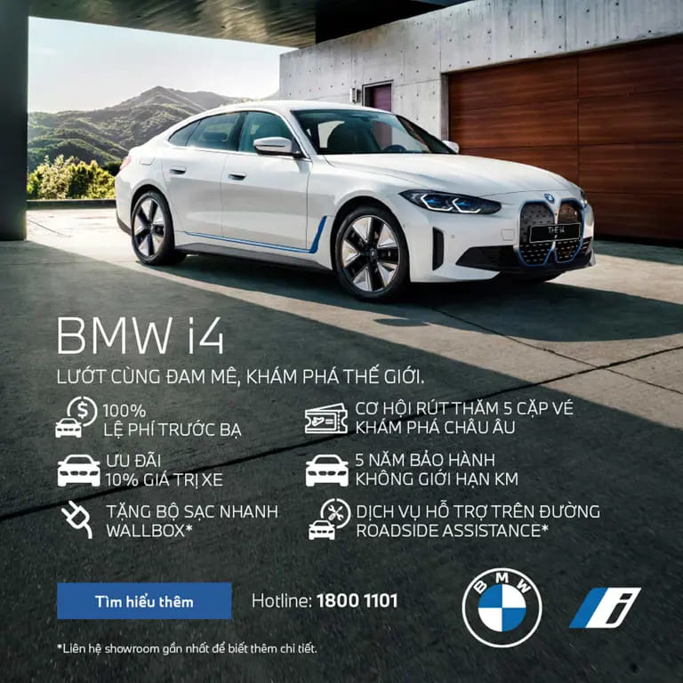 Sở hữu BMW i4 với ưu đãi lên đến 10% giá trị xe trong tháng 3. Ảnh: Thaco Auto